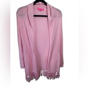 Lilly Pulitzer‎ Tatum Cardigan Coral Long Sleeve Tassels SZ XS Lightweight Flowy